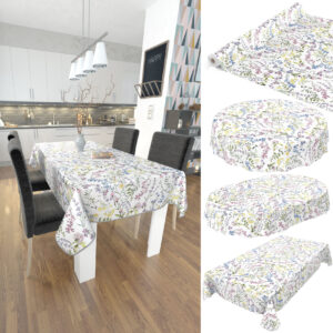 Wachstuch Tischdecke abwaschbar Feld Blumen Weiß Wachstischdecke Outdoor Tischdecke Gartentischdecke