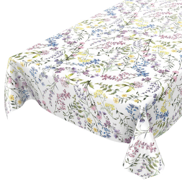Wachstuch Tischdecke abwaschbar Feld Blumen Weiß Wachstischdecke Outdoor Tischdecke Gartentischdecke