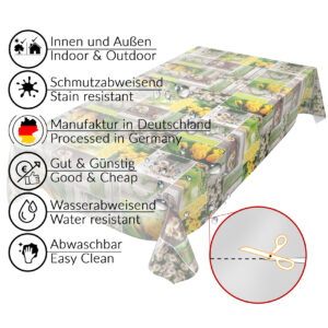 Wachstuchtischdecke Wachstischdecke Frühling Tulpen Herz Holz Grün abwaschbare Tischdecke Outdoor Gartentischdecke