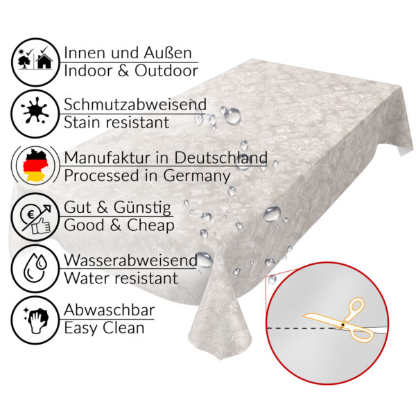 Tischdecke Barock Rankenmuster Beige abwaschbar Wachstuch Wachstuchtischdecke