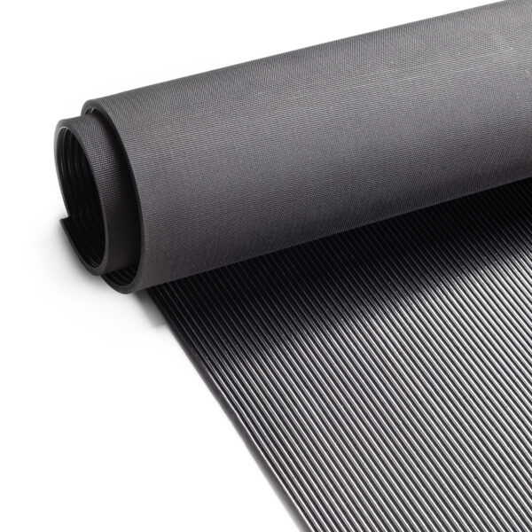 Gummimatte Meterware SBR Feinriefenmatte Bodenbelag Fein Riefen -Rillen -Rippen Schwarz 3mm Stark 100 cm Breite