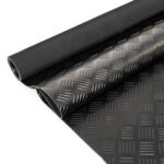 Gummimatte Gummiläufer Bodenmatte SBR Schutzmatte Bodenbelag Schach Tränen Riffelblech Optik Schwarz 3mm Stark 100 cm Breite