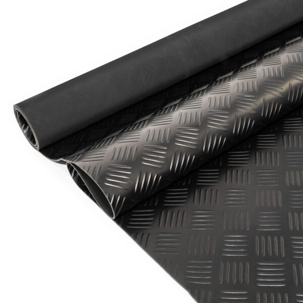 Gummimatte Gummiläufer Bodenmatte SBR Schutzmatte Bodenbelag Schach Tränen Riffelblech Optik Schwarz 3mm Stark 100 cm Breite