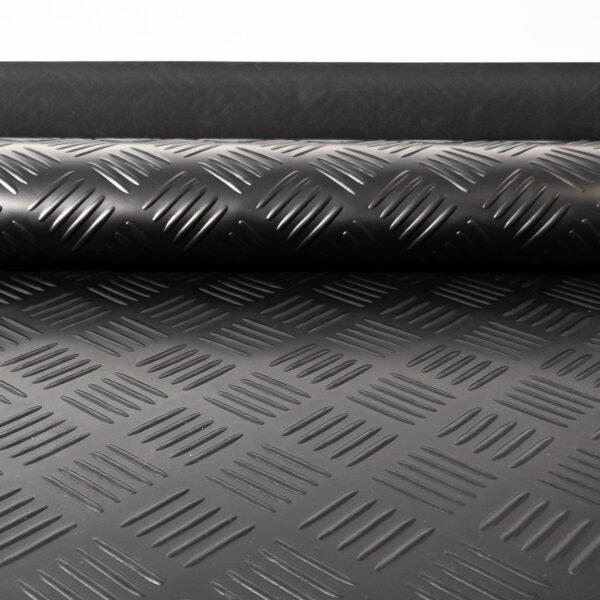 Gummimatte Gummiläufer Bodenmatte SBR Schutzmatte Bodenbelag Schach Tränen Riffelblech Optik Schwarz 3mm Stark 100 cm Breite