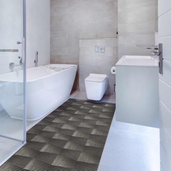 Badematte Weichschaummatte Badvorleger 3D Holz Grau-Braun Breite 65cm Meterware