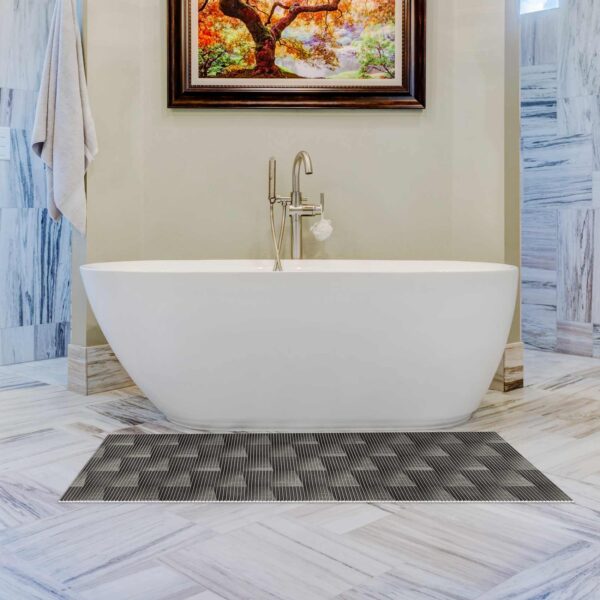 Badematte Weichschaummatte Badvorleger 3D Holz Grau-Braun Breite 65cm Meterware