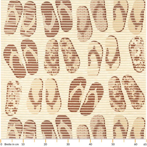 Badematte Strand Flip-Flops Beige Breite 65cm Weichschaummatte von der Rolle