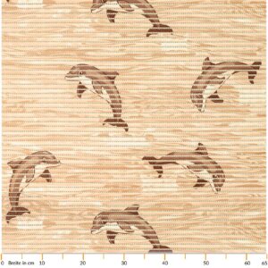 Badematte Weichschaummatte Badläufer Weichschaum Maritim Delfine Beige Breite 65cm