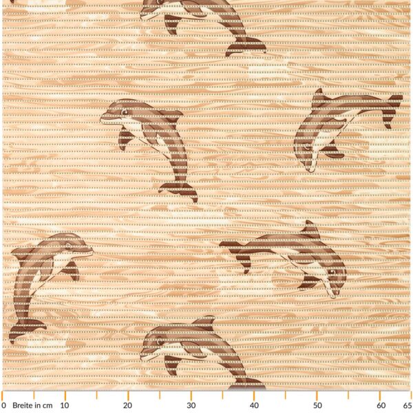 Badematte Weichschaummatte Badläufer Weichschaum Maritim Delfine Beige Breite 65cm
