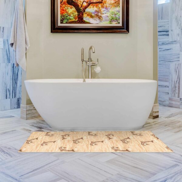 Badematte Weichschaummatte Badläufer Weichschaum Maritim Delfine Beige Breite 65cm