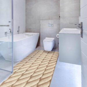 Badematte Weichschaummatte Badläufer Jute Marine Seil Beige Breite 65cm Meterware
