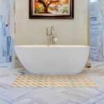 Badematte Weichschaummatte Badläufer Jute Marine Seil Beige Breite 65cm Meterware
