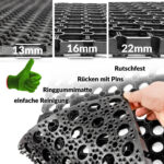 Ringgummimatte Meterware Ringmatte Wabenmatte Gummimatte Schwarz Breite 100cm