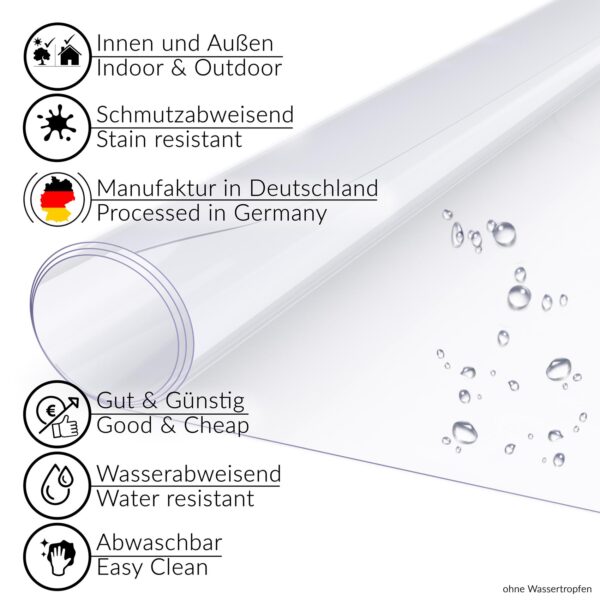 Durchsichtige Tischdecke transparent Tischfolie Tischschutzfolie Schutzfolie 140cm Breite