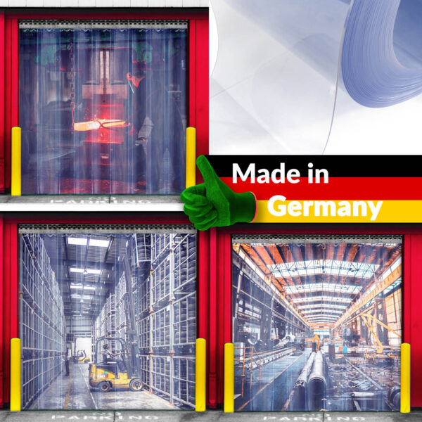 PVC Streifenvorhang Lamellen B-30cm Streifen Stärke-3mm für Tor und Druchgang Helltransparent