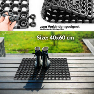Ringgummimatte Gummiringmatte Schmutzfangmatte Gummi Schwarz 40x60cm
