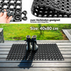 Ringgummimatte Gummiringmatte Schmutzfangmatte Gummi Schwarz 40x80cm