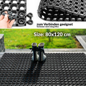Ringgummimatte Gummiringmatte Schmutzfangmatte Gummi Schwarz 80x120cm