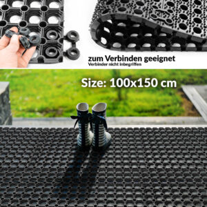 Ringgummimatte Gummiringmatte Schmutzfangmatte Gummi Schwarz 100x150cm