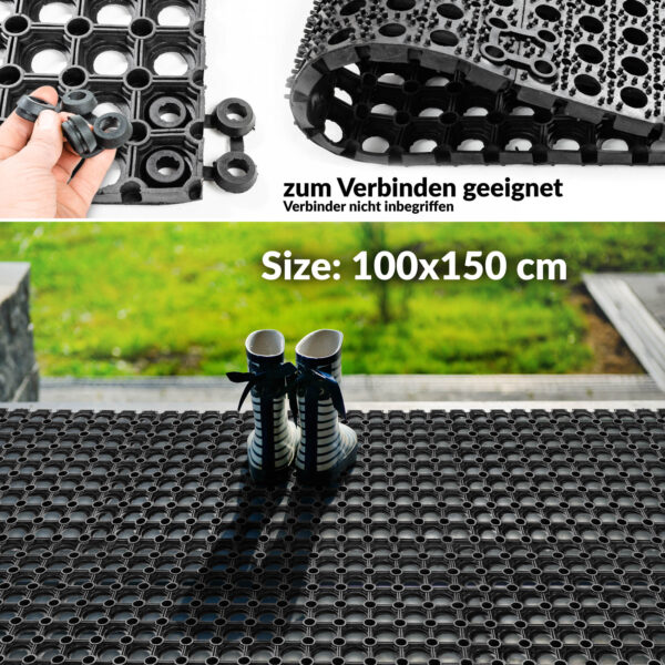 Ringgummimatte Gummiringmatte Schmutzfangmatte Gummi Schwarz 100x150cm