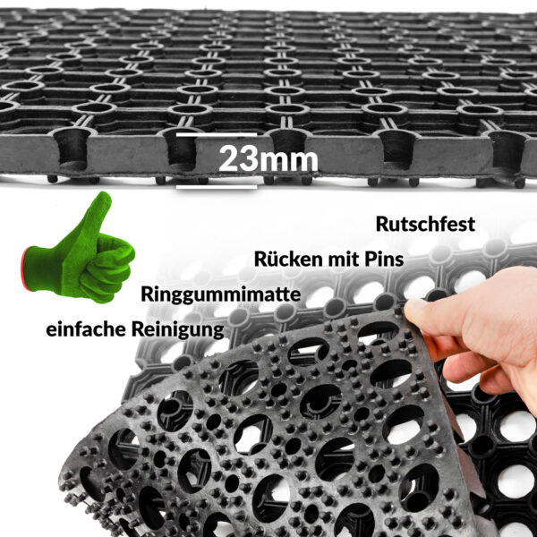 Ringgummimatte Gummiringmatte Schmutzfangmatte Gummi Schwarz 100x150cm