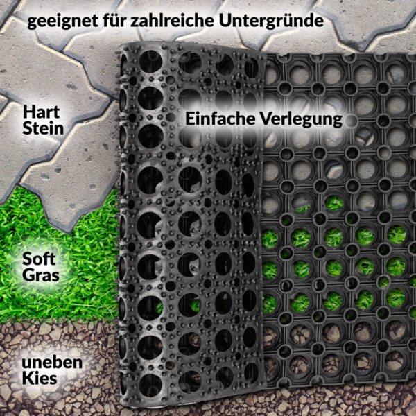 Ringgummimatte Gummiringmatte Schmutzfangmatte Gummi Schwarz 100x150cm