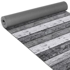 Küchenteppich Küchenläufer Wood Industry Holz Grau Breite 65cm Teppichläufer