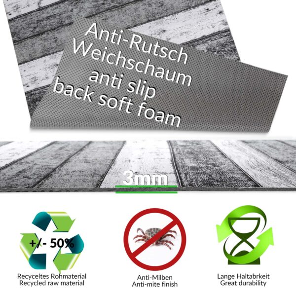 Küchenteppich Küchenläufer Wood Industry Holz Grau Breite 65cm Teppichläufer