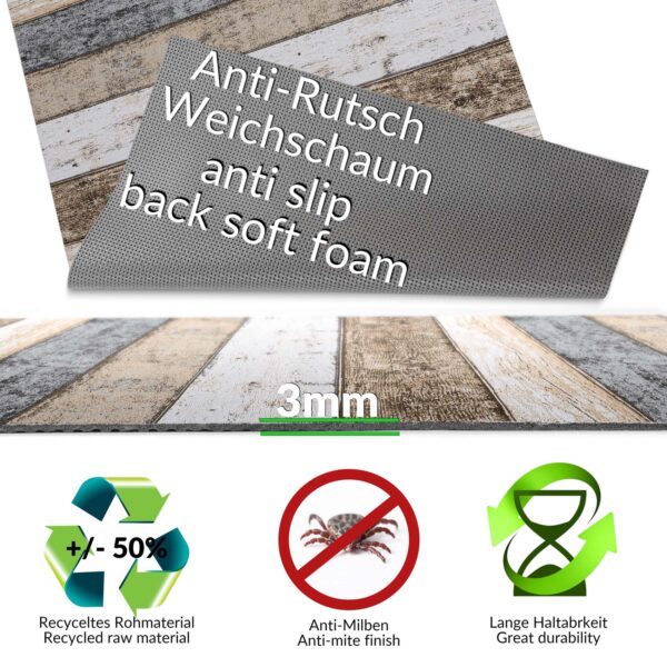 Küchenläufer Küchenteppich pflegeleicht – Wood Industry Holz Braun Breite 65cm