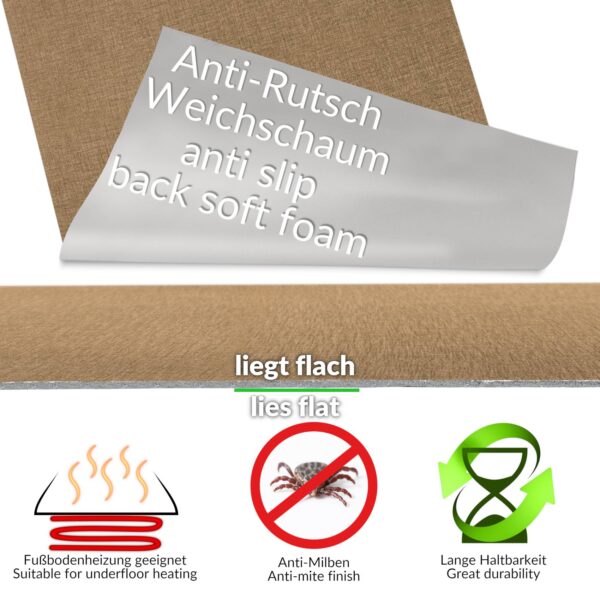 Küchenläufer Küchenteppich Läufer Küche Uni einfarbig rutschfest Breite 67cm