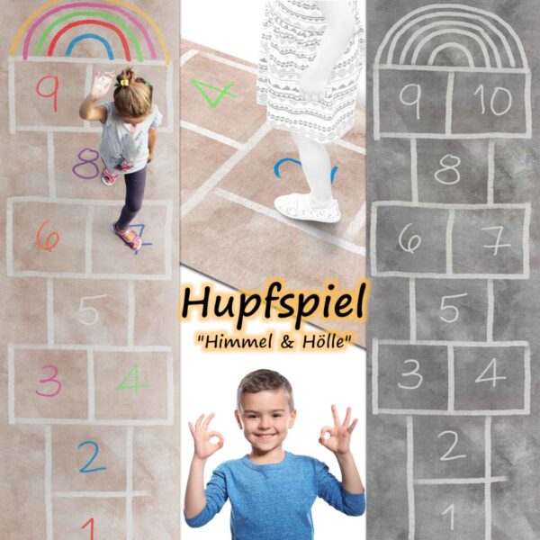 Spielmatte Hüpfspiel Hüpfkästchen Spielteppich Himmel und Hölle Küchenläufer