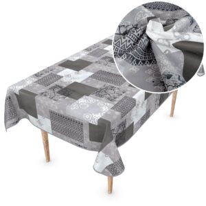Wachstuch Tischdecke abwaschbar Wachstischdecke Emma Grau PVC frei