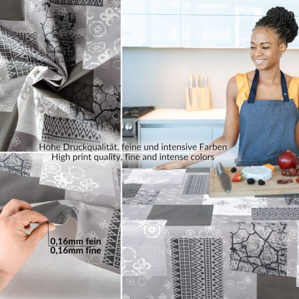 Wachstuch Tischdecke abwaschbar Wachstischdecke Emma Grau PVC frei