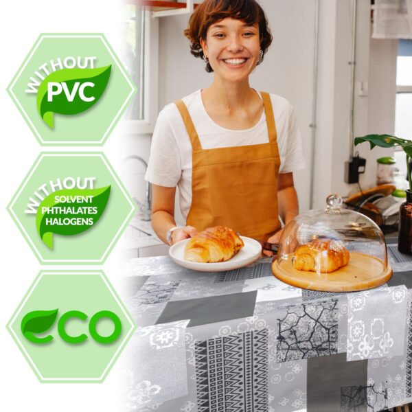 Wachstuch Tischdecke abwaschbar Wachstischdecke Emma Grau PVC frei