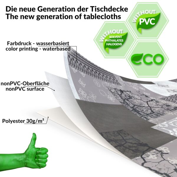 Wachstuch Tischdecke abwaschbar Wachstischdecke Emma Grau PVC frei
