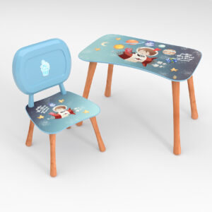 Kinder Stuhl und Tisch Set mit Motiv Space Blau