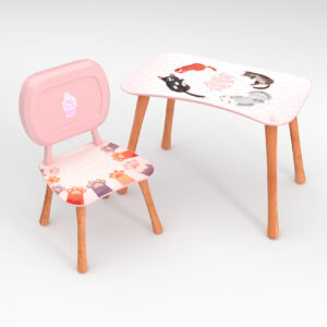 Kinder Stuhl und Tisch Set mit Motiv Paws Rosa