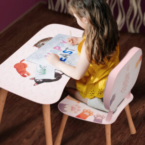 Kinder Stuhl und Tisch Set mit Motiv Paws Rosa