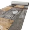 Küchenläufer PVC rutschfest abwaschbar Rustikal Holz Herz Liebe Braun 50cm Breit