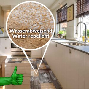 Küchenläufer PVC rutschfest abwaschbar Rustikal Holz Herz Liebe Braun 50cm Breit