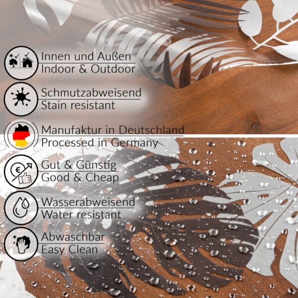 Transparente Tischdecke Vinyl Tischfolie Folie Tischschutzfolie 0,15mm mit Muster Blätter Silber Grau Breite 140cm