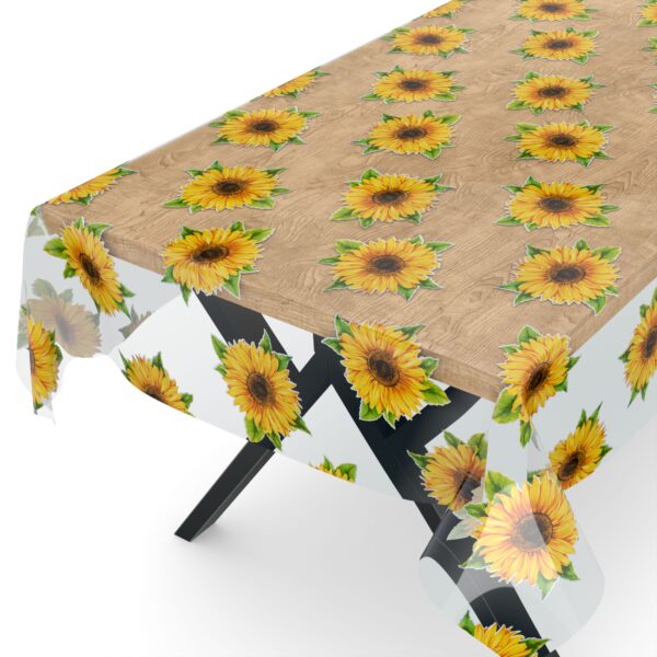 Transparente Tischdecke Vinyl Tischfolie Folie Tischschutzfolie 0,15mm mit Muster Sonnenblume Breite 140cm