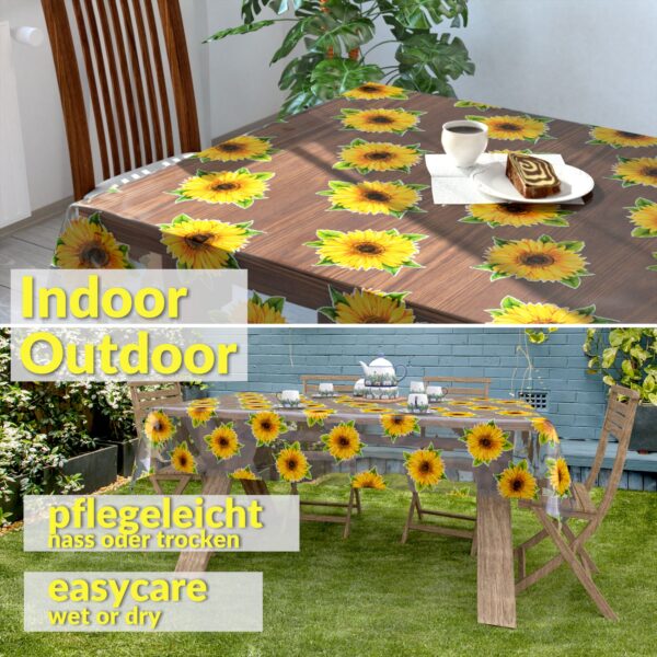 Transparente Tischdecke Vinyl Tischfolie Folie Tischschutzfolie 0,15mm mit Muster Sonnenblume Breite 140cm