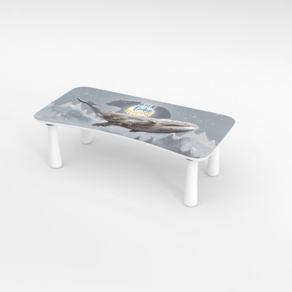 Kinder Tritthocker aus Holz mit Motiv Polar Grau