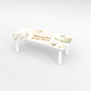 Kinder Tritthocker aus Holz mit Motiv Castle Beige