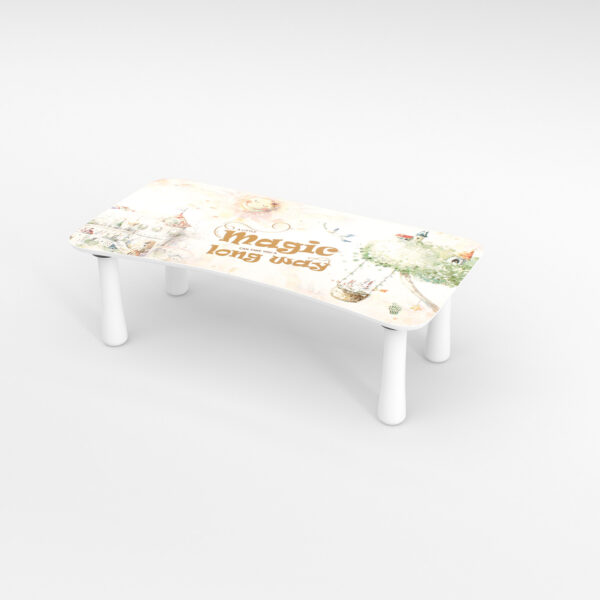 Kinder Tritthocker aus Holz mit Motiv Castle Beige