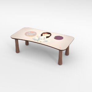 Kinder Tritthocker aus Holz mit Motiv Bunny Times Beige