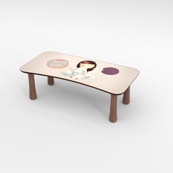 Kinder Tritthocker aus Holz mit Motiv Bunny Times Beige
