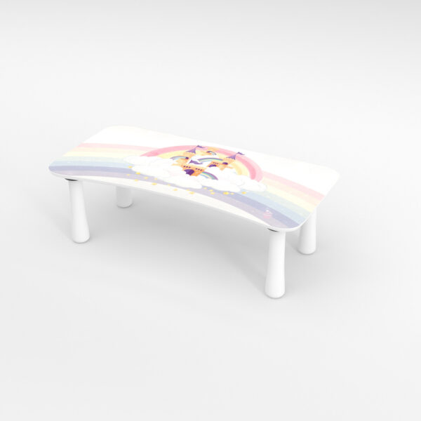 Kinder Tritthocker aus Holz mit Motiv Dream Unicorn Weiß