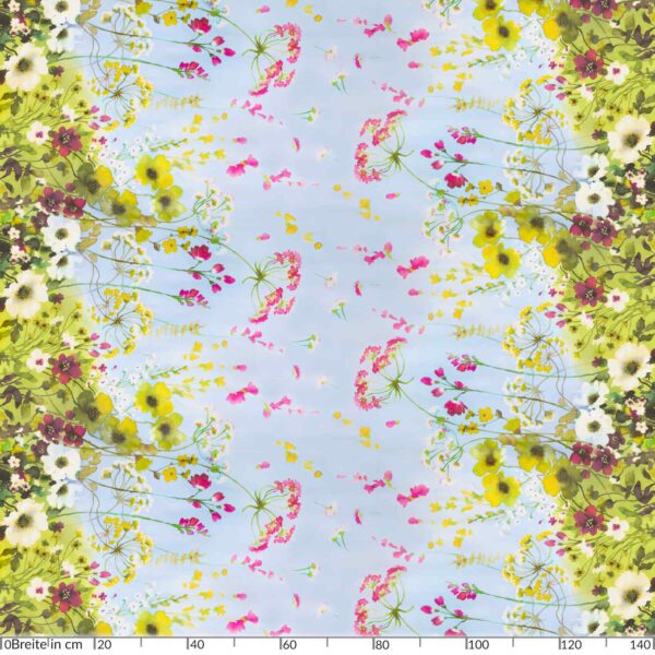 Abwaschbare Tischdecke Wachstuch Wildfeld Blumen Heide Mehrfarbig pflegeleicht Wachstuchtischdecke Gartentischdecke